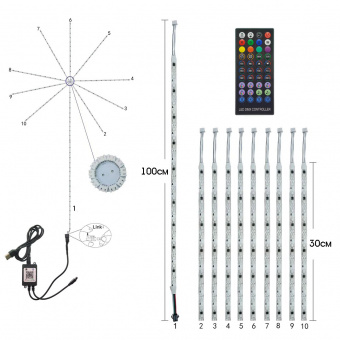 LED лента фейерверк RGB Огонек OG-LDL39 (30см*9, IP20)