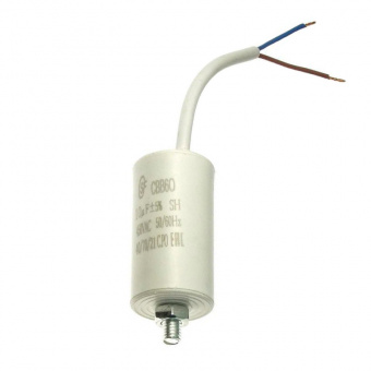 Конденсатор пусковой CBB60 8uF 450V гибкие выводы + болт