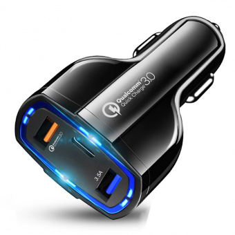 Автомобильное ЗУ на 3 гнезда TDS TS-CAU33 (QC3.0, 3500mA) Black