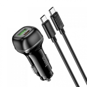Автомобильное ЗУ USB на 1гн.+Type-C HOCO Z58А 48Вт +кабель Type-C-Type-C,1,0 м,черный