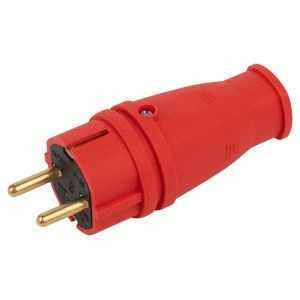 Вилка прямая каучук 16А, земля IP44 красная VX10-R-IP44 ЭРА (СК12)