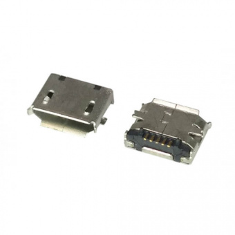 Гнездо micro-USB 5конт smd (боковое крепление, 2 крепежа на плату) тип1 (П6) (КР1-В9)